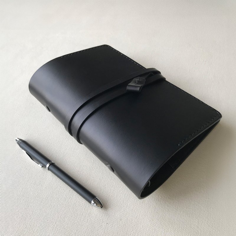 艾曼纽 A6 六孔活页皮革笔记本/书衣/手帐 - 石墨黑 - 笔记本/手帐 - 真皮 黑色