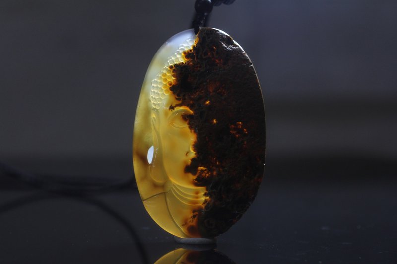 【一念之间】 佛魔 玛瑙吊坠挂件 玉石  天然皮色原创设计手工雕 - 项链 - 玉石 咖啡色