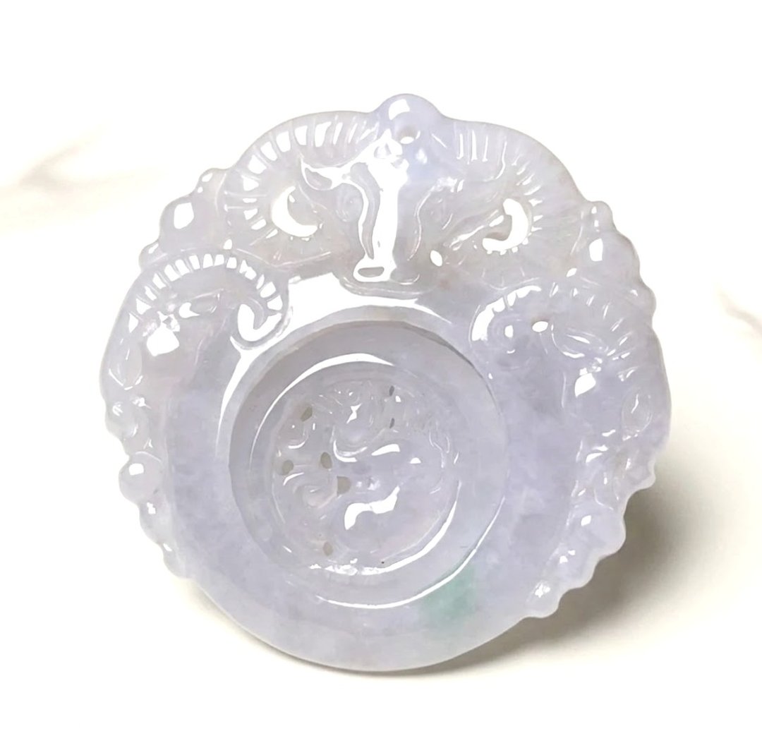 冰种飘绿花翡翠巧雕三阳开泰 | 天然缅甸玉翡翠A货 | 送礼 - 其他 - 玉石 绿色