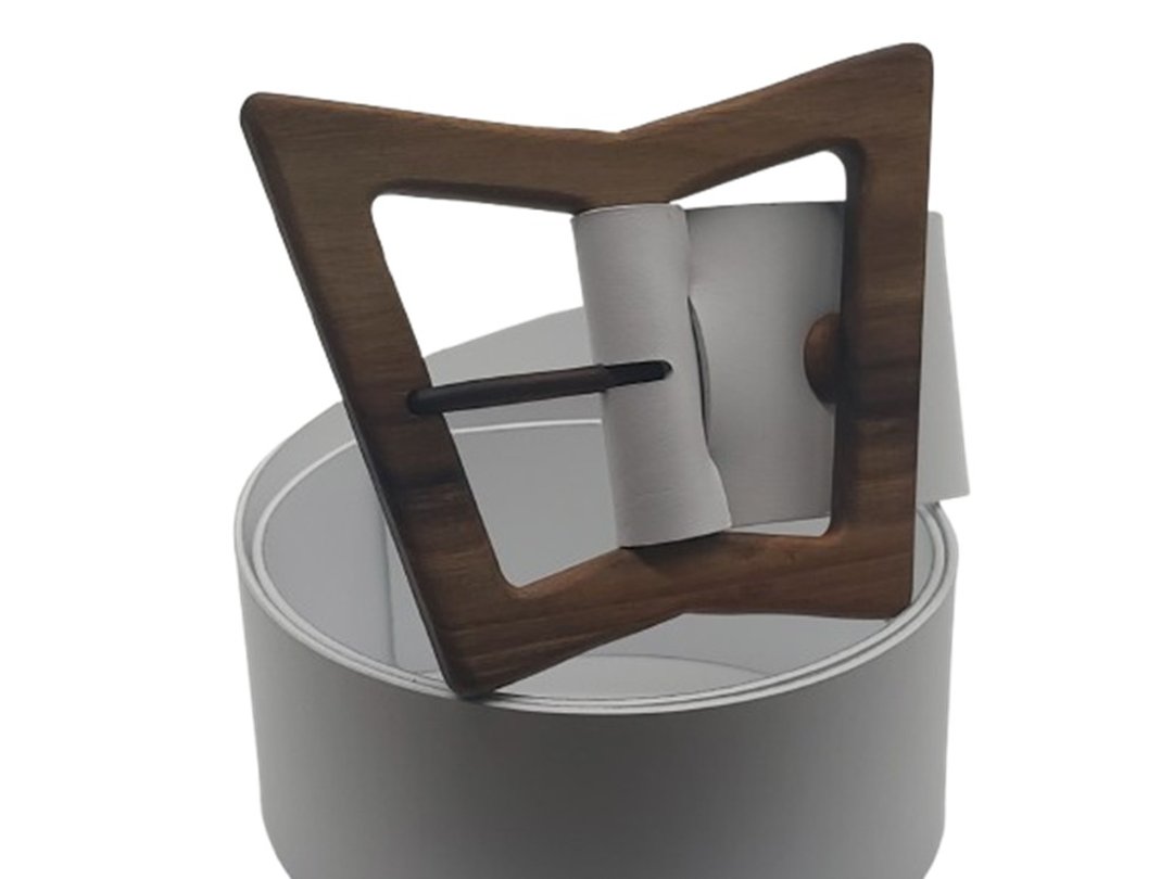 Wood Belt Bryce Free 625 - 胡桃木白色真皮皮带 - 皮带/腰带 - 木头 白色