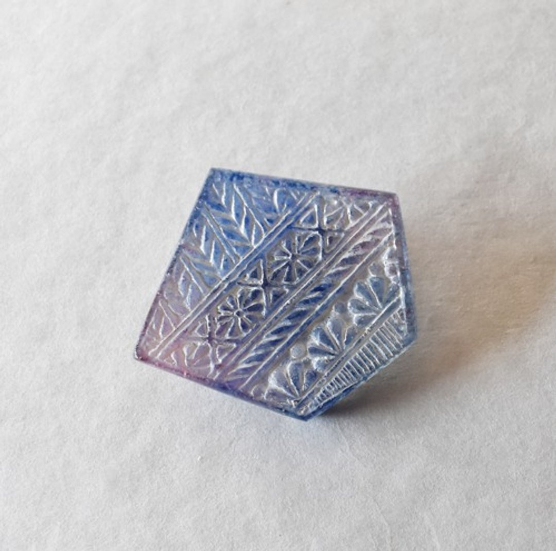 Fragmented glass brooch in relief - 胸针 - 玻璃 蓝色