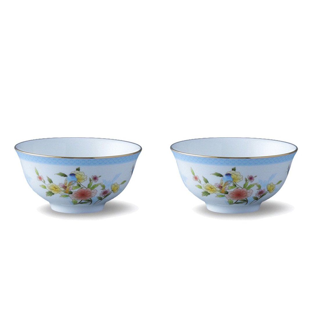 日本NARUMI 鸟语花香骨瓷饭碗-2入-11cm - 其他杯子 - 瓷 蓝色