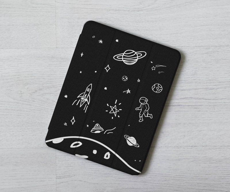 黑白太空iPad 保护壳 10th Air 6 mini 6 Pro 11寸翻盖式 2024 - 平板/电脑保护壳 - 塑料 多色