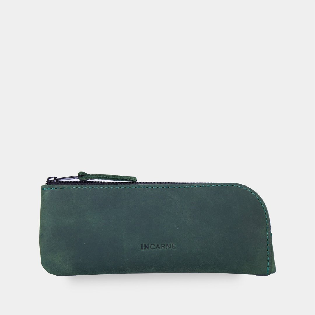 绿色真皮眼镜盒——时尚皮革配饰礼品 - 眼镜盒/眼镜布 - 真皮 绿色