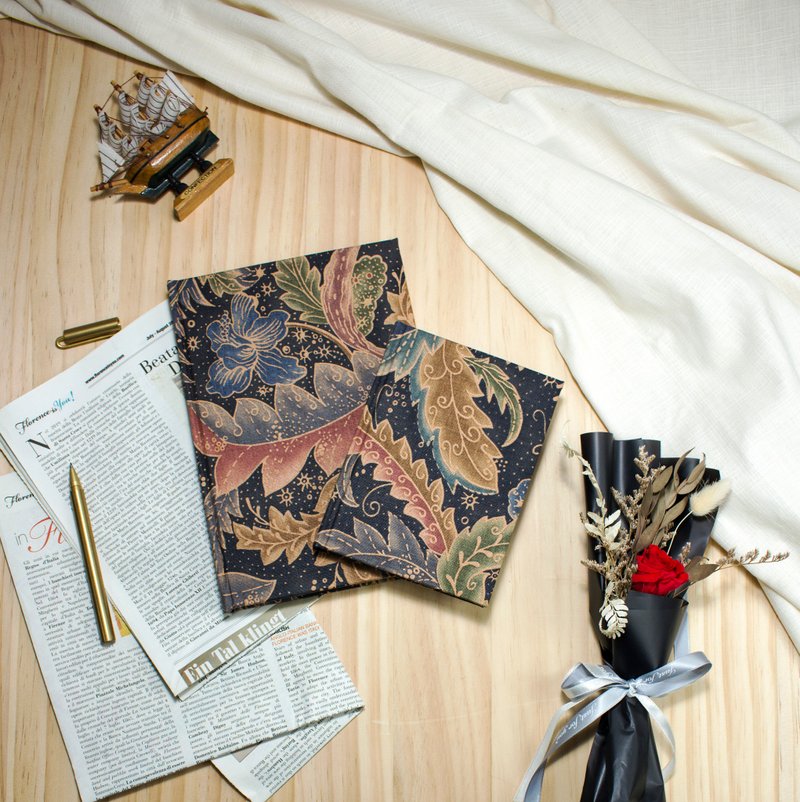 欧风优雅花草系列-黑 A5 意大利布-笔记本/空白手帐 精装笔记本 - 笔记本/手帐 - 棉．麻 黑色