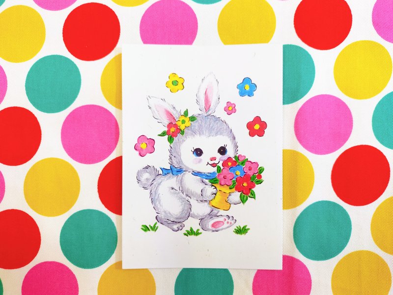 昭和玩具系手绘感明信片-兔兔 - 卡片/明信片 - 纸 