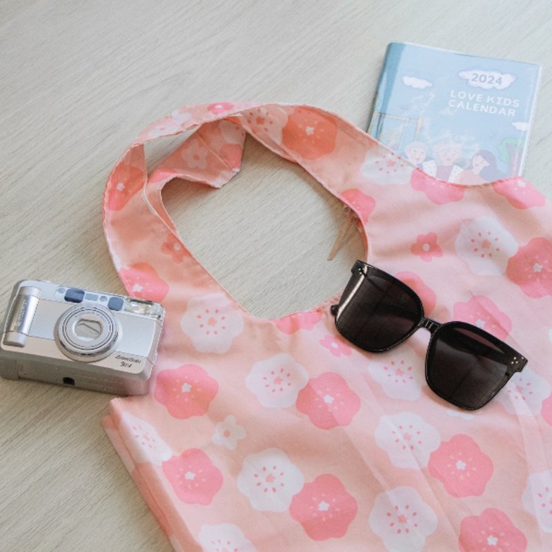 【支持弱势妈妈】防泼水折叠袋│山茶花园 - 手提包/手提袋 - 尼龙 粉红色