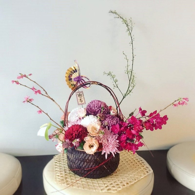 =WTF=胭脂贵妃鲜花提篮 年节祝贺花礼 提篮式 配送限大台中地区 - 植栽/盆栽 - 植物．花 