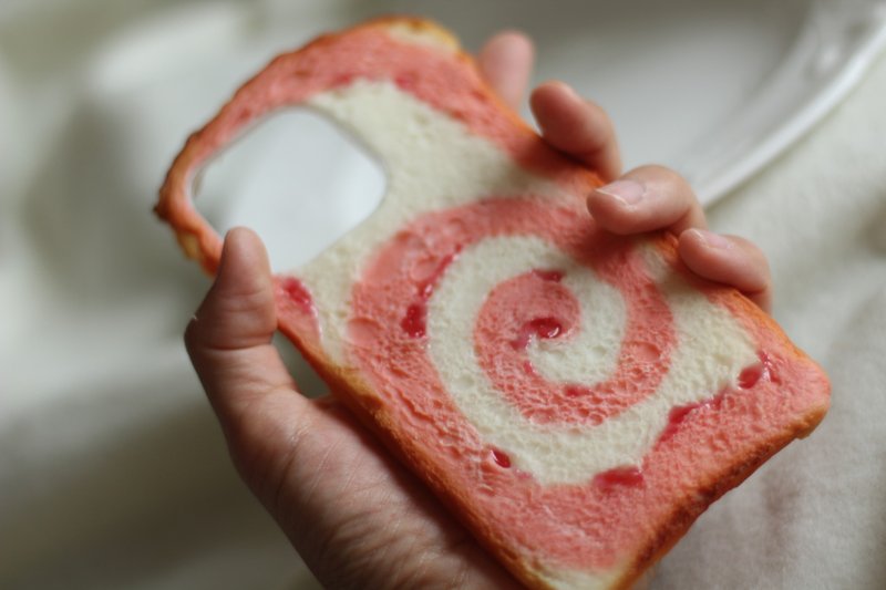 兼容所有iPhone/Android型号草莓漩涡吐司智能手机壳 - 手机壳/手机套 - 塑料 粉红色