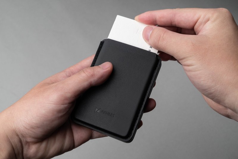 Zenlet 3 系列面板 名片夹 皮革 识别证 Magsafe 碳纤 - 名片夹/名片盒 - 玻璃 黑色