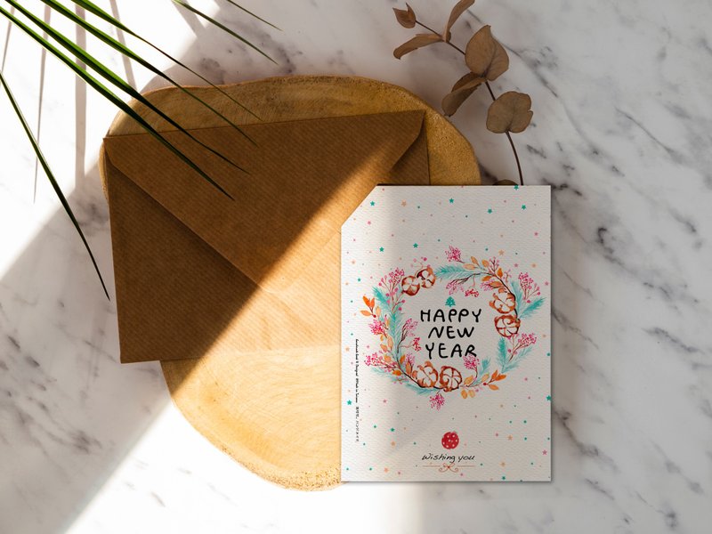 新年快乐先说先赢 手绘花草洛可可草莓WELKIN圣诞卡片【CM17098】 - 卡片/明信片 - 纸 