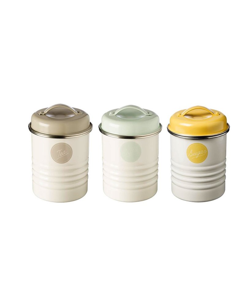 英国Rayware工业风复古马卡龙色咖啡/糖/茶叶密封收纳罐组(三入) - 厨房用具 - 其他金属 多色