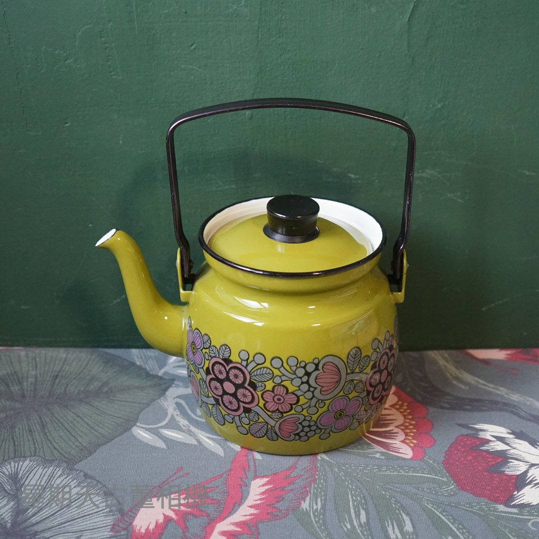 芬兰 Finel 墨绿铸铁珐琅壶 设计师 Kaj Franck - 茶具/茶杯 - 其他材质 绿色