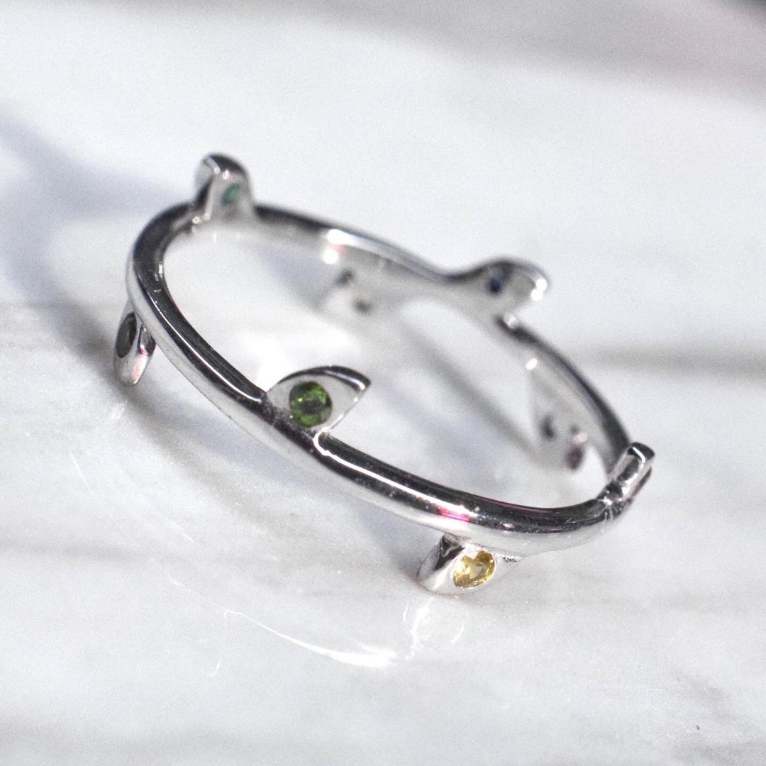 Fancy sapphire mini olive ring #minimsignature R195 - 戒指 - 纯银 