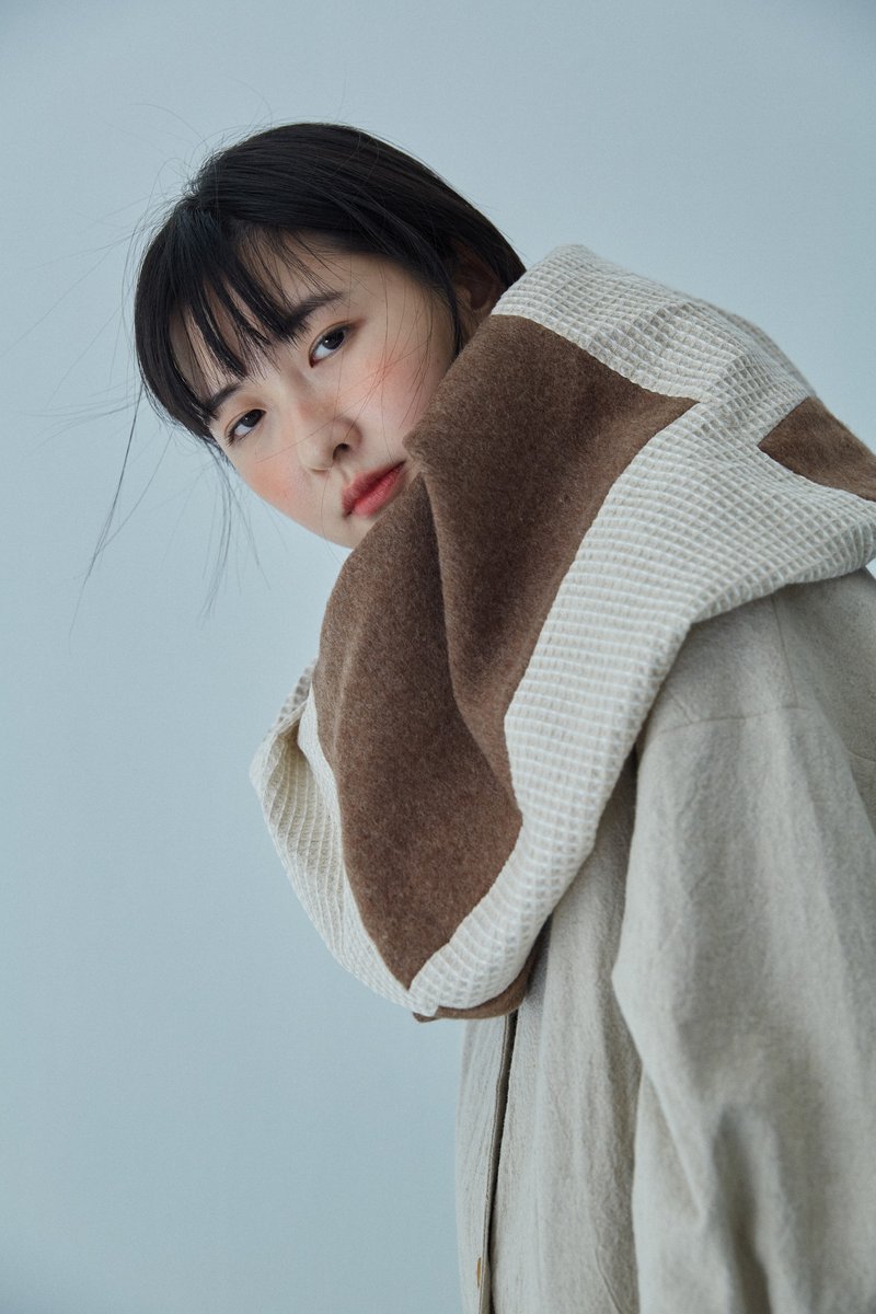 空气感拼接围脖  驼色款 - 围巾/披肩 - 羊毛 咖啡色