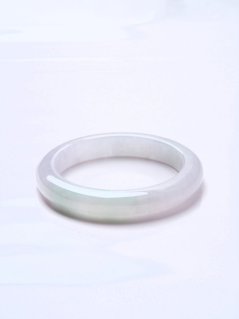 清梦 | 冰种 / 白翡 / 平安镯 / 手围18 | 天然A货翡翠玉镯 - 手链/手环 - 玉石 白色