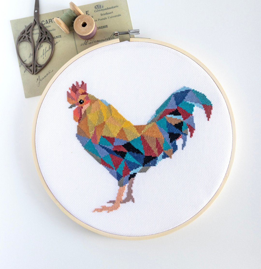 Rooster Cross Stitch Kit - 编织/刺绣/羊毛毡/裁缝 - 其他材质 