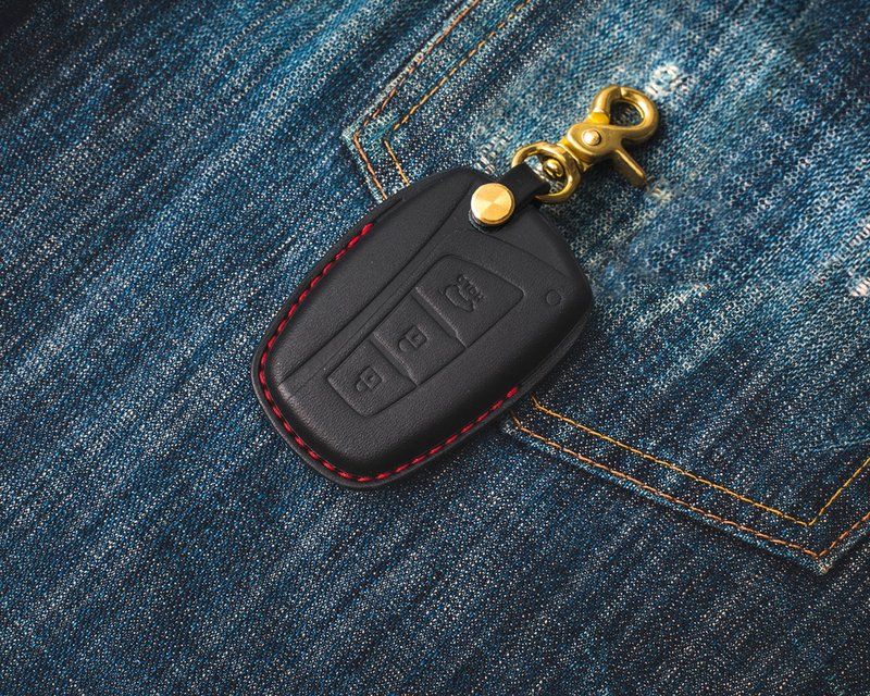 现代Hyundai Santa Fe山土匪汽车 钥匙皮套 智能钥匙 钥匙包 皮套 - 钥匙链/钥匙包 - 真皮 黑色