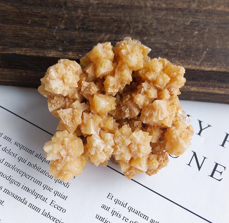 Calcite 湖南产地 黄方解石 星花簇 天然矿石 原矿 - 摆饰 - 其他材质 