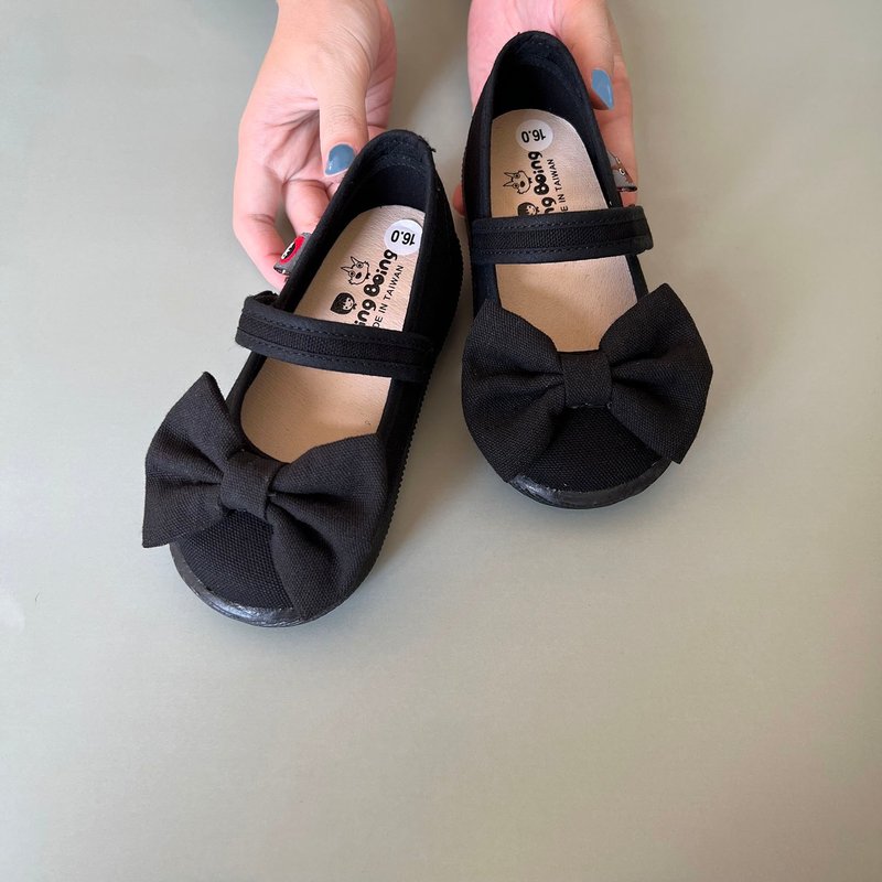 定制化礼物  大蝴蝶结娃娃鞋 童鞋-黑色媚力 小红帽 - 童装鞋 - 棉．麻 黑色