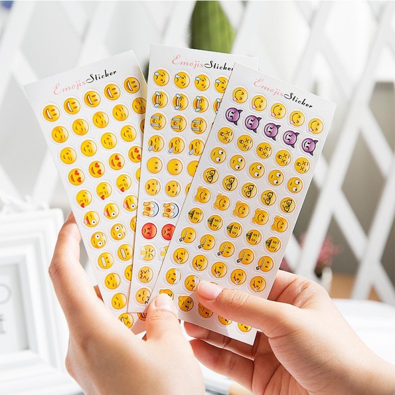 CH 12张  Emoji表情贴纸 苹果表情贴画 迷你表情笑脸 手帐日记 - 贴纸 - 纸 