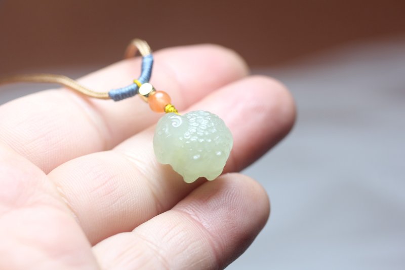 【小羊】-肖恩 和田玉生肖小绵羊吊坠  男女款玉石玉佩挂件玉坠 - 项链 - 玉石 绿色