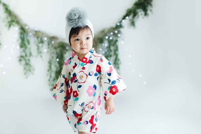 Beautiful Floral Baby Girl Onesie Romper Himari - 包屁衣/连体衣 - 棉．麻 白色