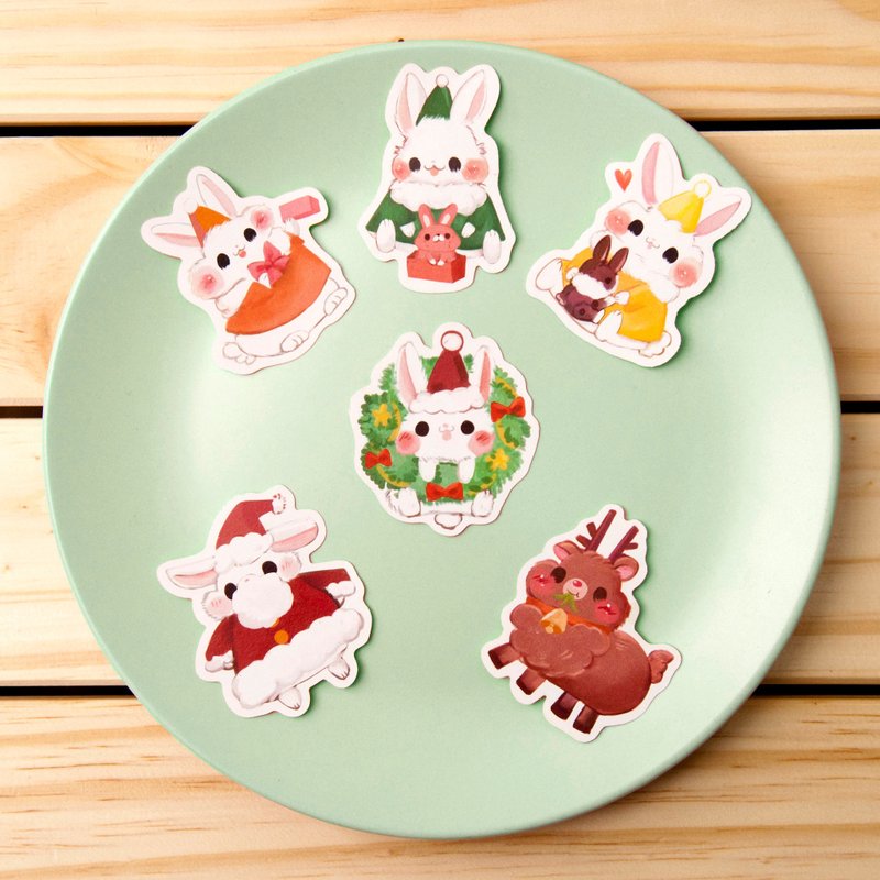 Xmas bunny 圣诞兔兔 贴纸包 - 贴纸 - 纸 