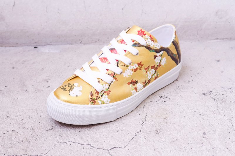 【PATINAS】小牛皮休闲鞋 – Gold Flower超商仅限１双(１双以上) - 女款休闲鞋 - 真皮 金色