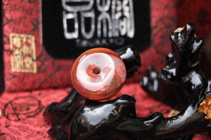 原矿天然战国红平安扣 27.3mmX12.8mm 玉石吊坠 战国红配饰 文玩 - 项链 - 玉石 