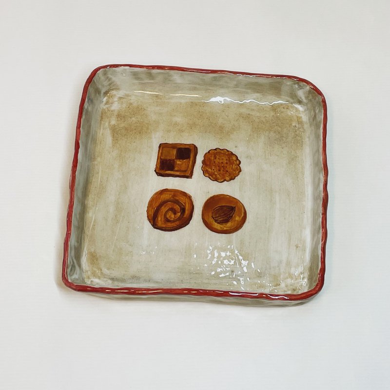方形饼干盘 - 盘子/餐盘/盘架 - 陶 红色