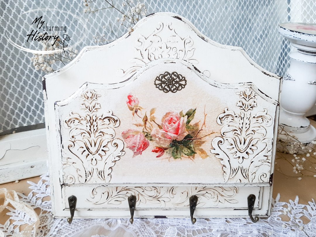 Wooden key holder Shabby chic home decor Wood Key racks Key racks organizer - 墙贴/壁贴 - 木头 