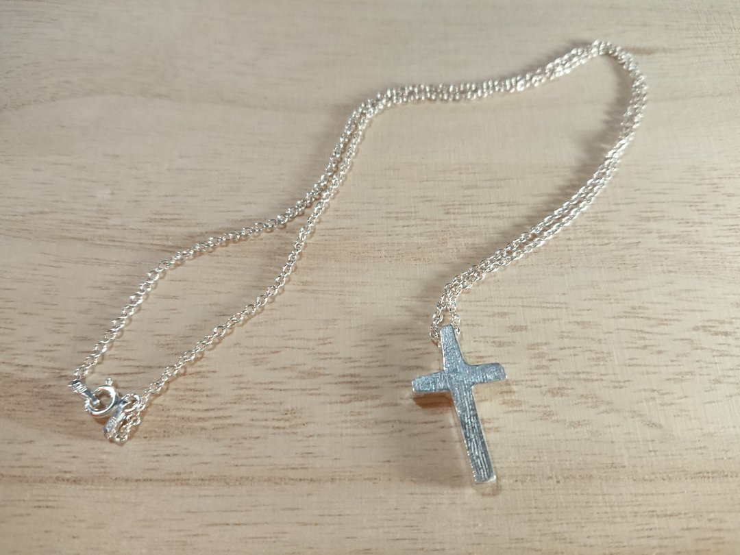 ALittletrip 手作纯银树纹十字架项链 necklace 925 silver - 项链 - 纯银 银色