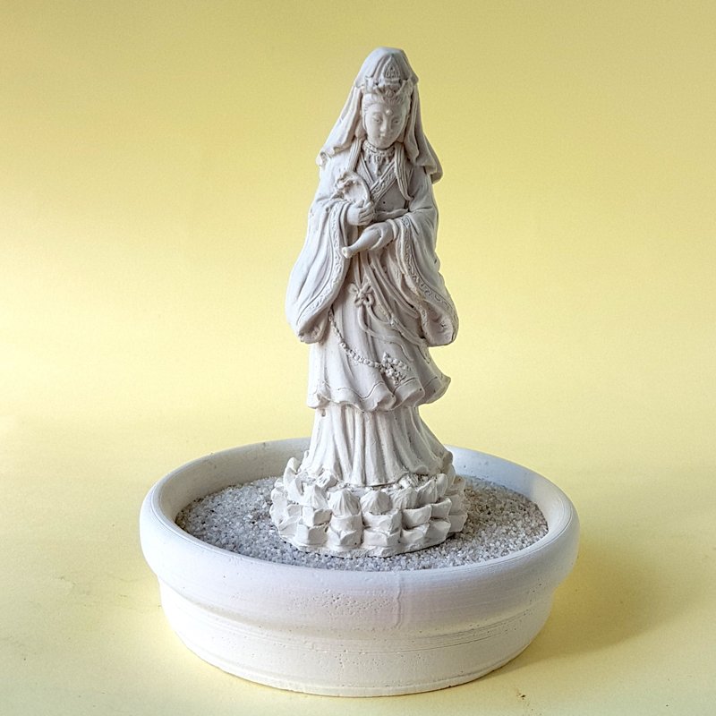 母亲节佳礼净念吉祥小佛之立像观音 小盘套组 扩香套组 居家香氛 - 香薰/精油/线香 - 其他材质 白色