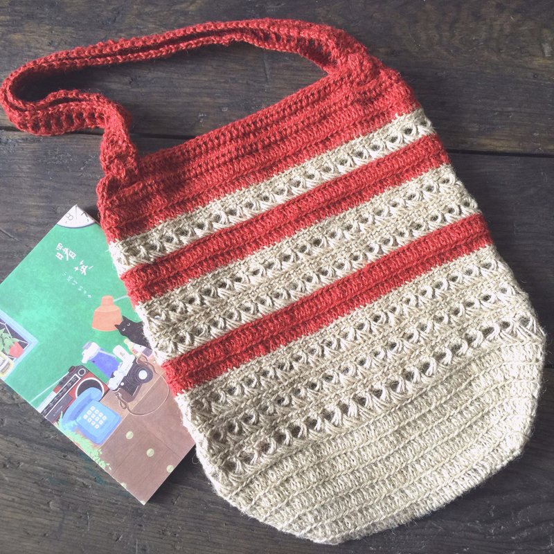 关于爱的练习亚麻编织包/肩背包/手提袋/侧背包/麻线编织〖跳房子疯手作〗 - 侧背包/斜挎包 - 棉．麻 