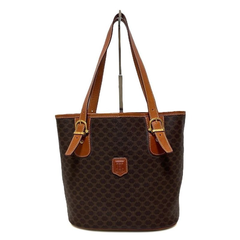 正品 CELINE 赛琳 托特包 水桶包 马卡龙 PVC 棕色 MC96 良好品 二手 - 手提包/手提袋 - 其他材质 咖啡色