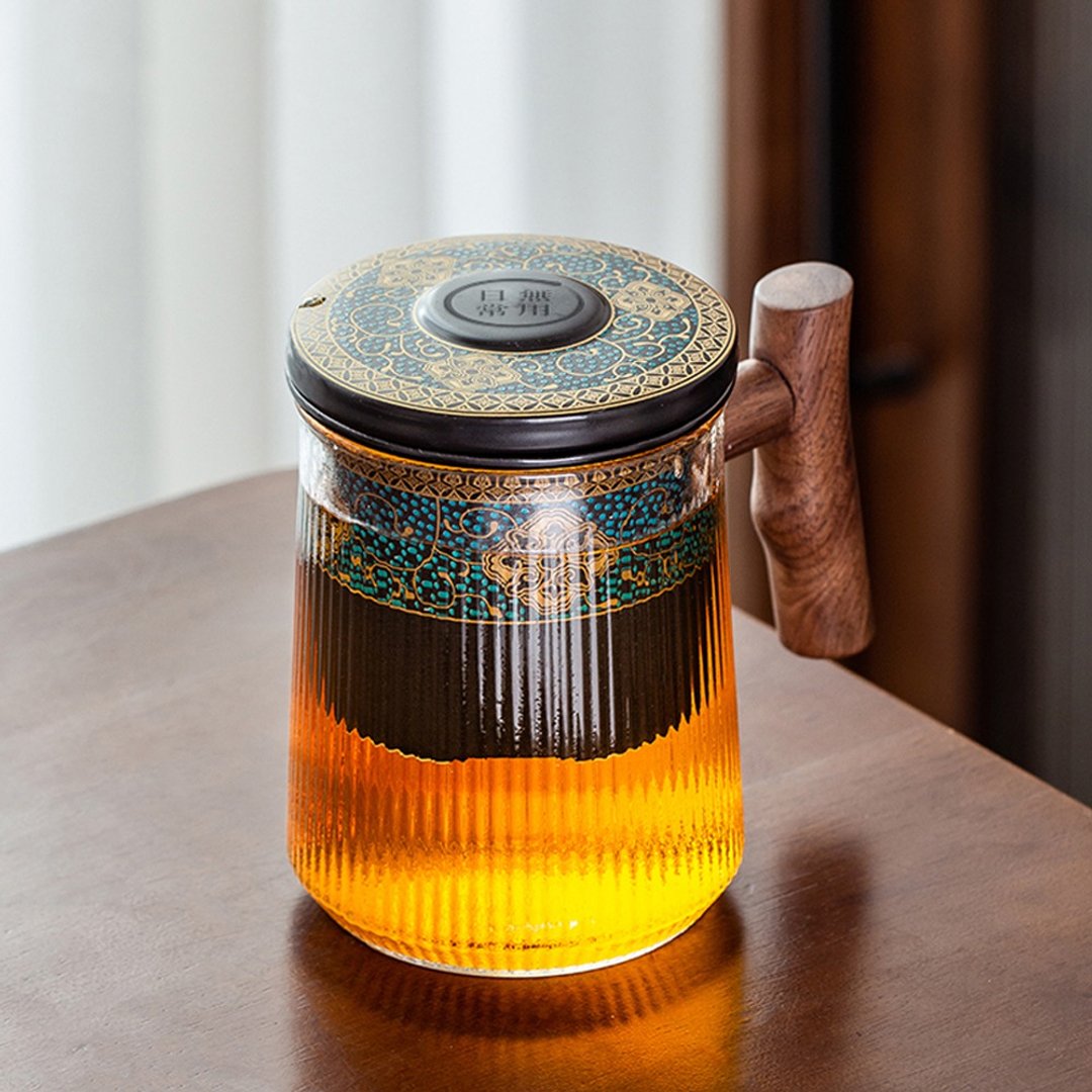 【无用日常】复古怀旧/泡茶杯/耐热玻璃杯/实木把手/花茶杯 - 茶具/茶杯 - 玻璃 多色