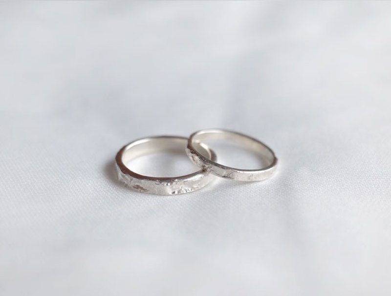 ni.kou 纯银 皱金法纹 情侣戒 婚戒 对戒 - 对戒 - 其他金属 