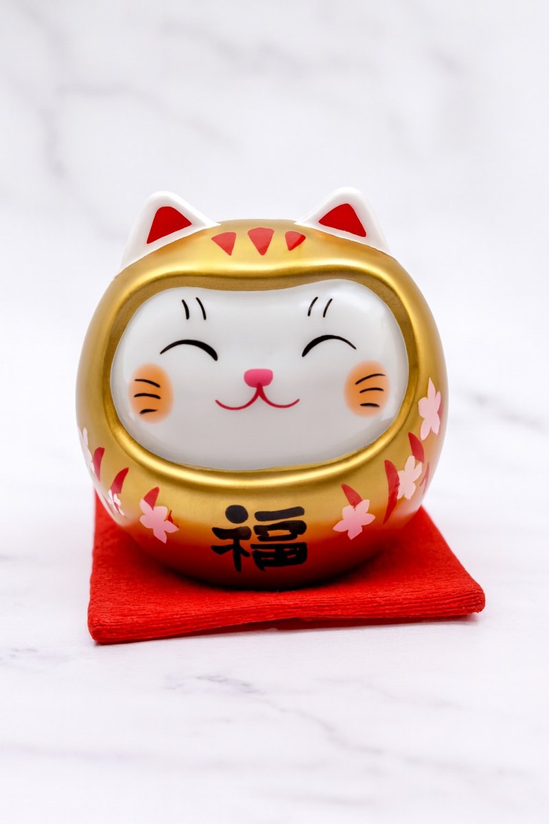 【吉祥金福】日本开运达摩招财猫 桜金福 - 摆饰 - 瓷 粉红色