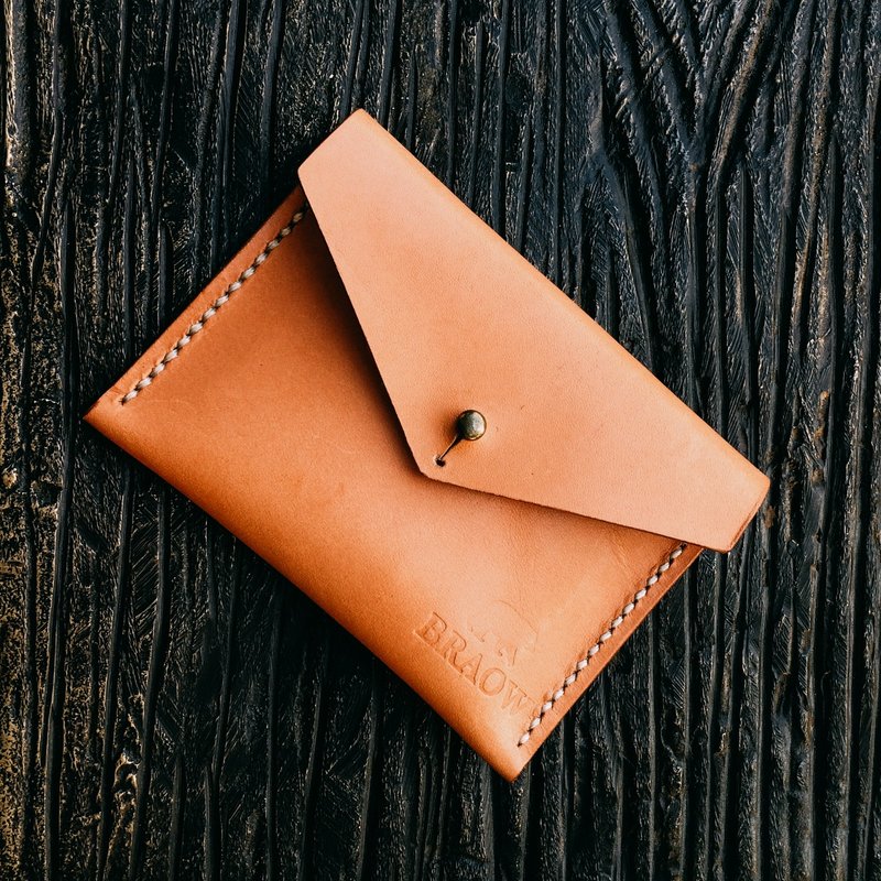 CLEMENTINE Card Pouch/ Leather Card Holder/ Envelope Mini Carry - 名片夹/名片盒 - 真皮 咖啡色