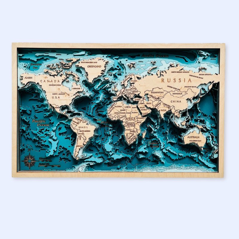 多层木制世界地图 - 摆饰 - 木头 咖啡色