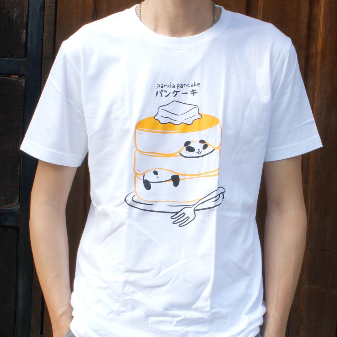 T-shirt Panda Pancake - 男装上衣/T 恤 - 棉 白色