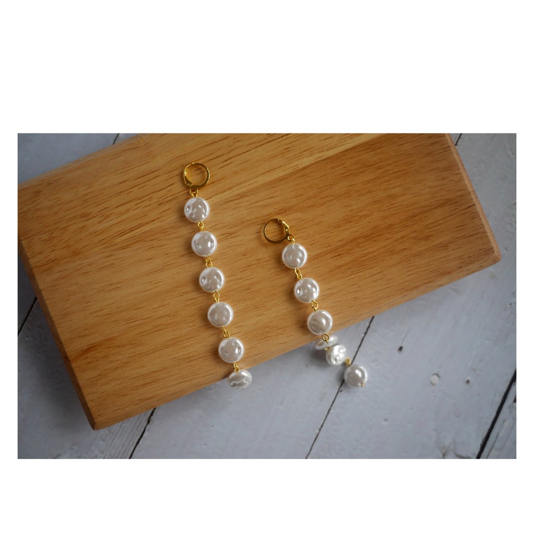 一连串的 | 长耳饰 | 穿式耳环 | pierced earrings | 可改夹式 - 耳环/耳夹 - 其他材质 白色