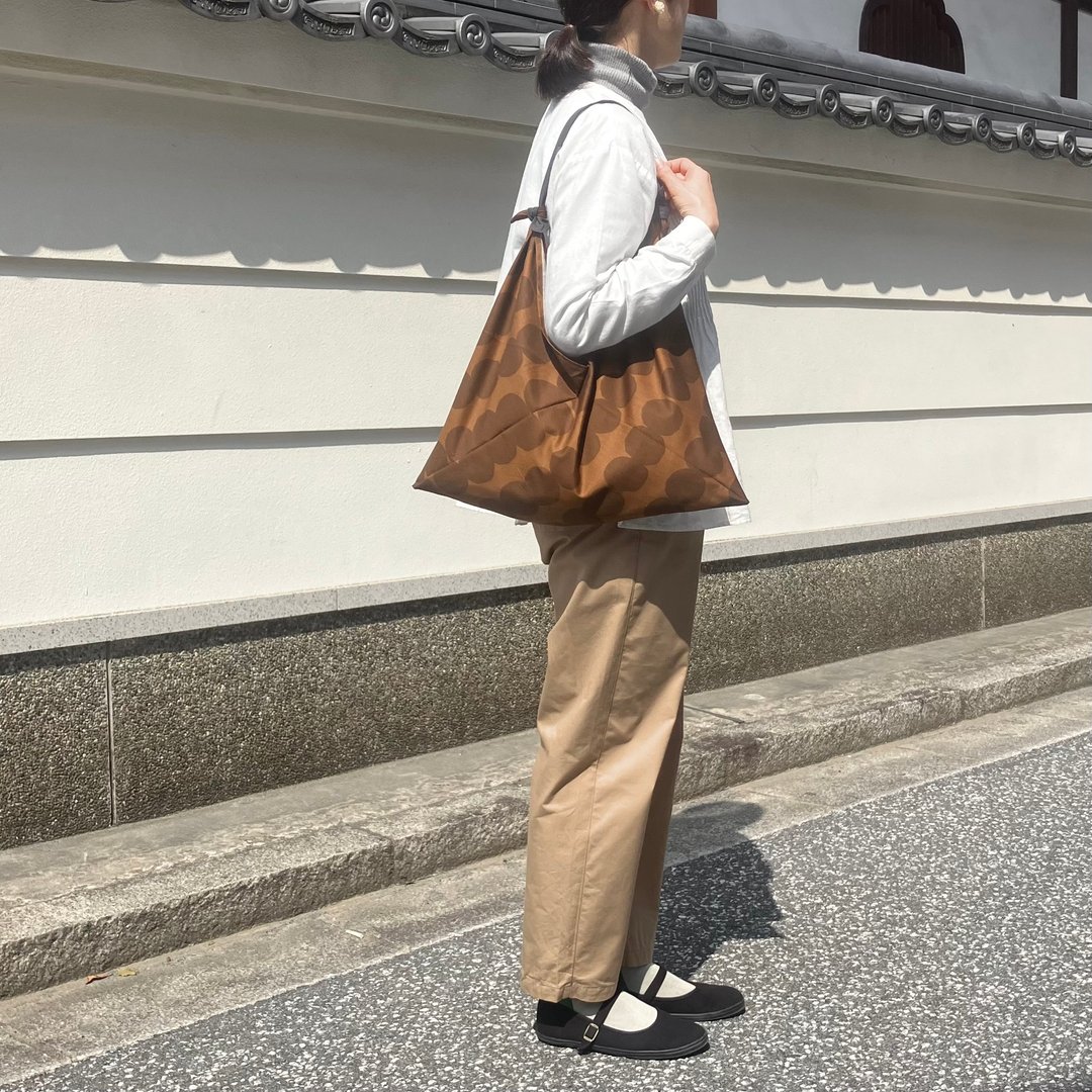 手提袋 吾妻袋 连续圆点 茶色 M - 手提包/手提袋 - 棉 咖啡色