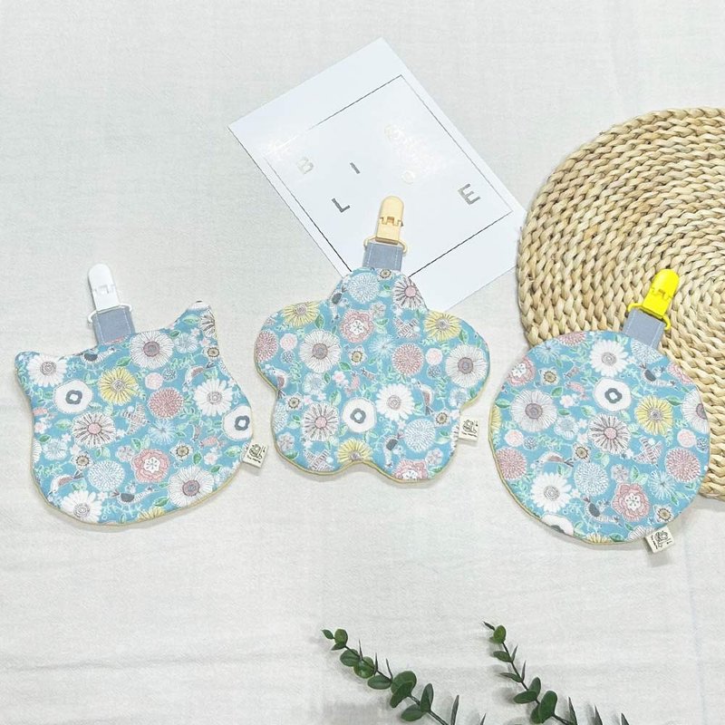 Toy mama文创 现货 心花开双面100%棉幼稚园防掉手帕 纱布口水巾 - 围嘴/口水巾 - 其他材质 多色