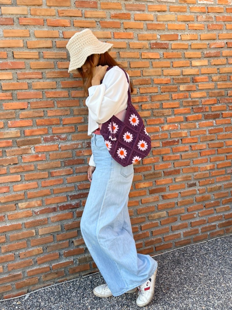 Crochet square bag, Handmade Bag, Shoulder Bag,crochet flower Bag - 其他 - 棉 