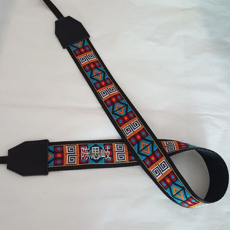 客制礼物 可绣名字 刻字相机肩带 背带 真皮  摄影师 生日礼物001 - 相机背带/脚架 - 真皮 黑色