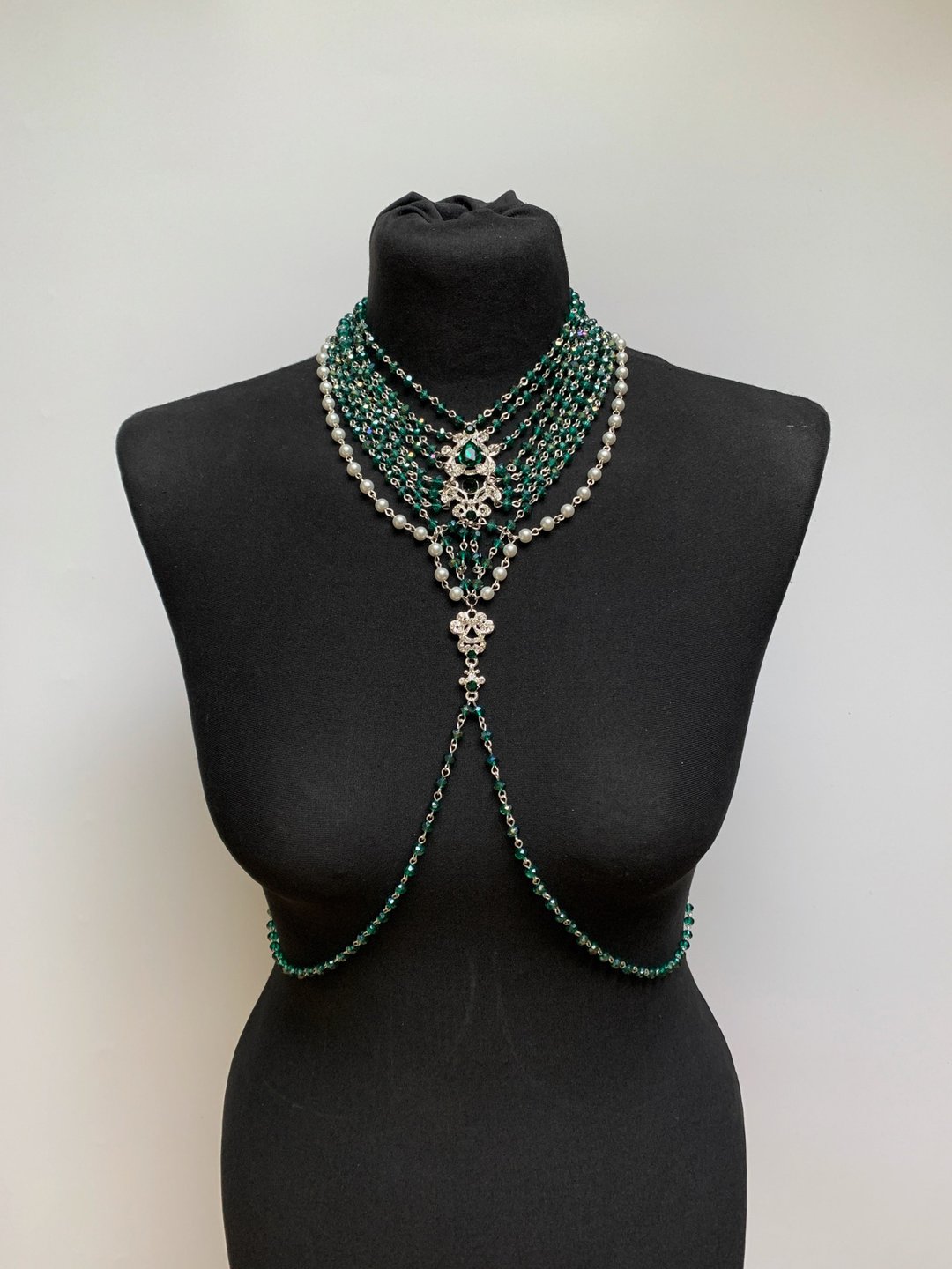 Crystal Body Jewelry Laura, Body Harness, Crystal Necklace - 项链 - 玻璃 多色