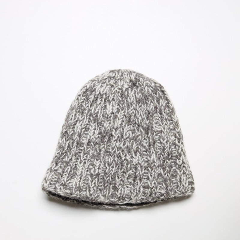 童/成人极简米灰燕麦配色编织拼接瓜皮帽/纯羊毛线手工编织全衬防 - 帽子 - 羊毛 卡其色