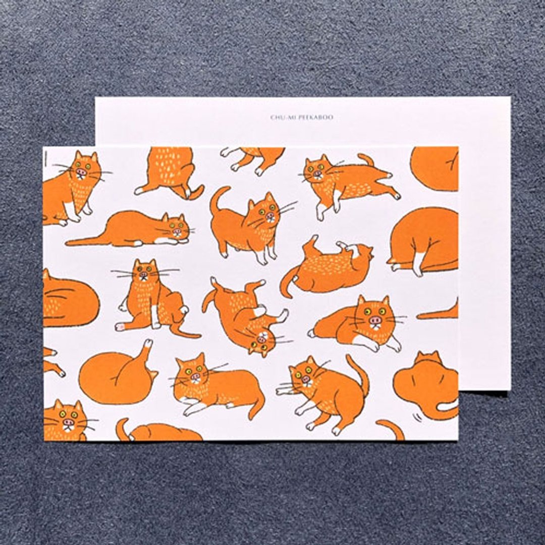 CHUMI PEEKABOO・猪咪躲猫猫 明信片 - 卡片/明信片 - 纸 橘色